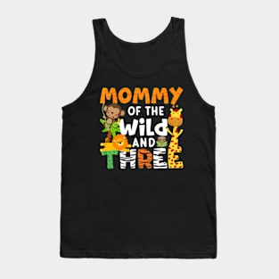 Mommy Of The Wild and Three Zoo Birthday Party Safari Theme Tank Top